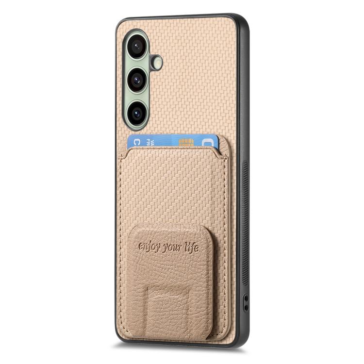 For Samsung Galaxy A56 5G Carbon Fiber Card Bag Fold Stand Phone Case