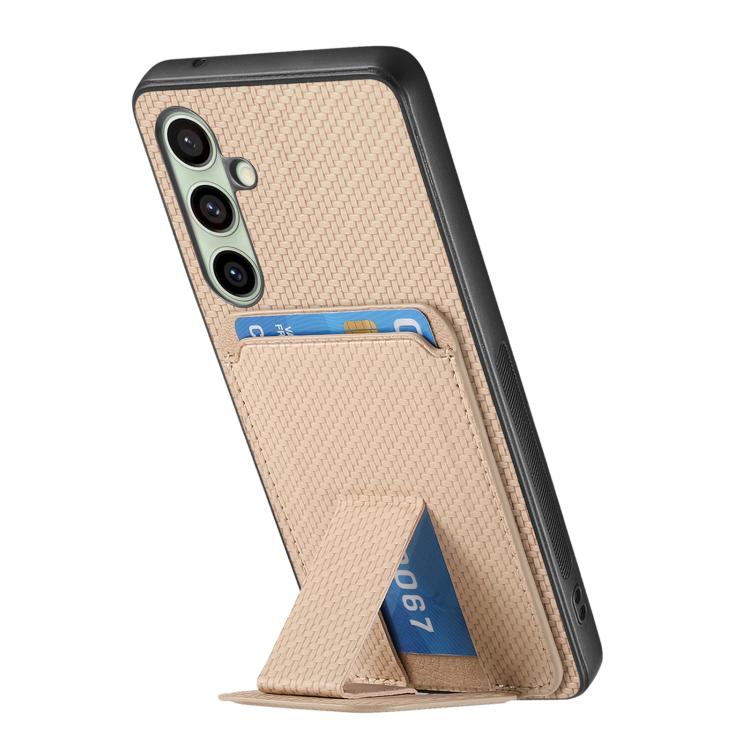 For Samsung Galaxy A56 5G Carbon Fiber Card Bag Fold Stand Phone Case