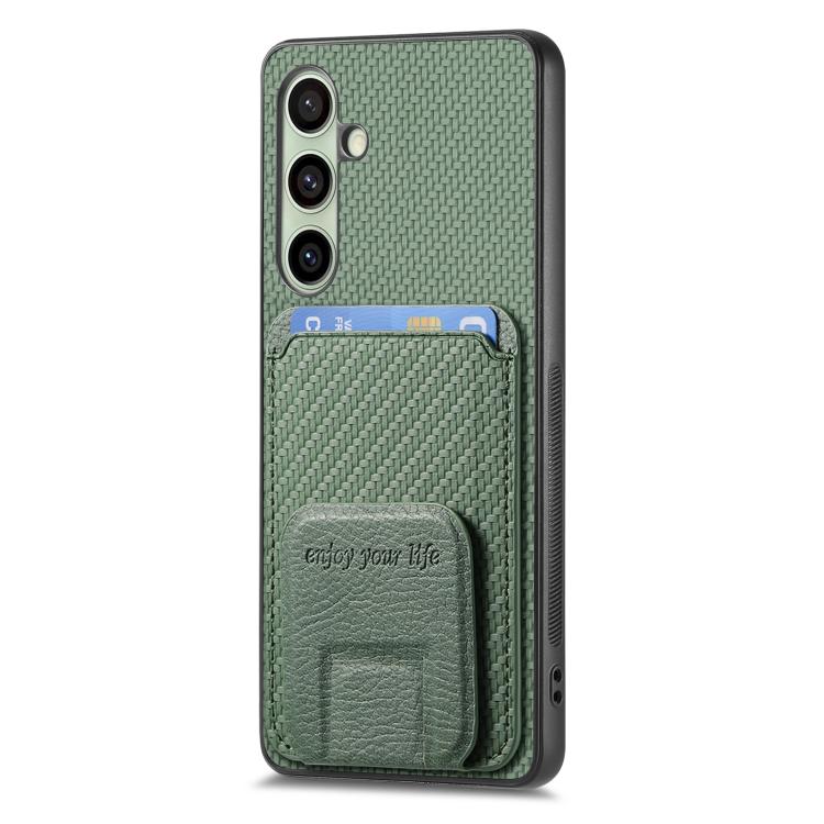 For Samsung Galaxy A56 5G Carbon Fiber Card Bag Fold Stand Phone Case