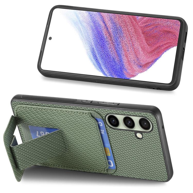 For Samsung Galaxy A56 5G Carbon Fiber Card Bag Fold Stand Phone Case