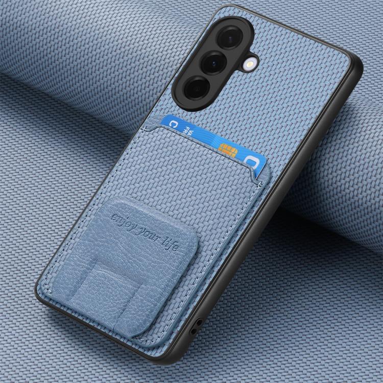 For Samsung Galaxy A37 5G Carbon Fiber Card Bag Fold Stand Phone Case