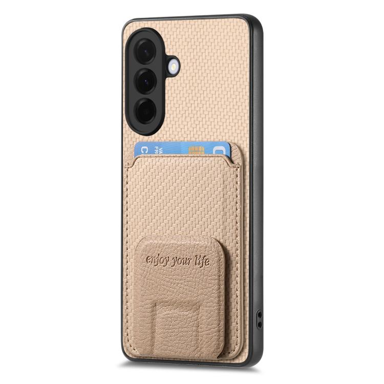 For Samsung Galaxy A37 5G Carbon Fiber Card Bag Fold Stand Phone Case