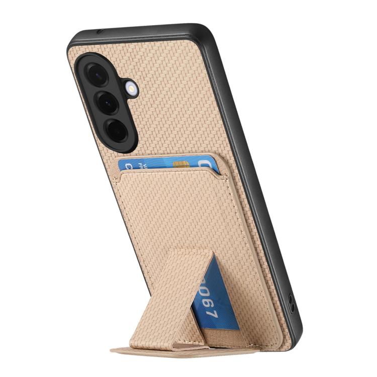 For Samsung Galaxy A37 5G Carbon Fiber Card Bag Fold Stand Phone Case