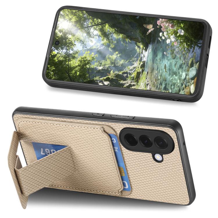 For Samsung Galaxy A37 5G Carbon Fiber Card Bag Fold Stand Phone Case
