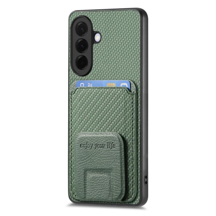 For Samsung Galaxy A37 5G Carbon Fiber Card Bag Fold Stand Phone Case