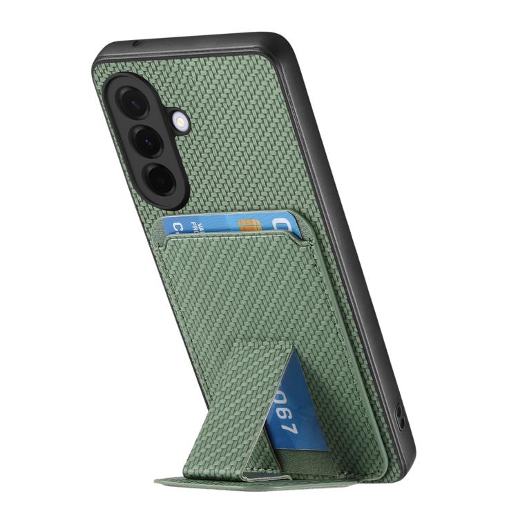 For Samsung Galaxy A37 5G Carbon Fiber Card Bag Fold Stand Phone Case