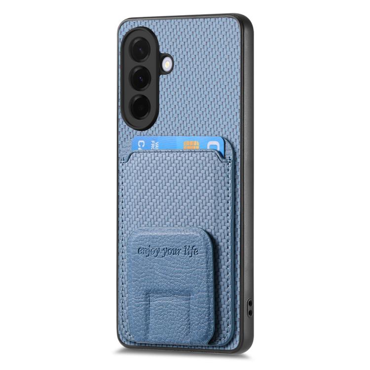 For Samsung Galaxy A57 5G Carbon Fiber Card Bag Fold Stand Phone Case