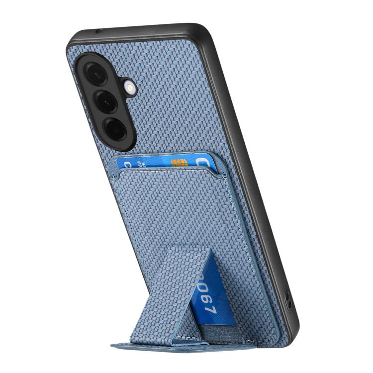For Samsung Galaxy A57 5G Carbon Fiber Card Bag Fold Stand Phone Case