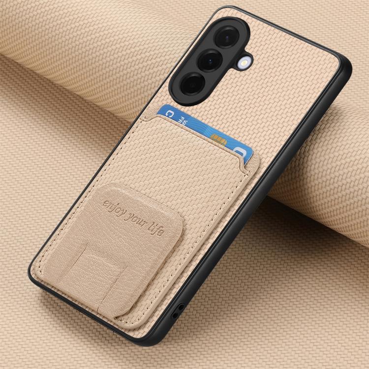 For Samsung Galaxy A57 5G Carbon Fiber Card Bag Fold Stand Phone Case