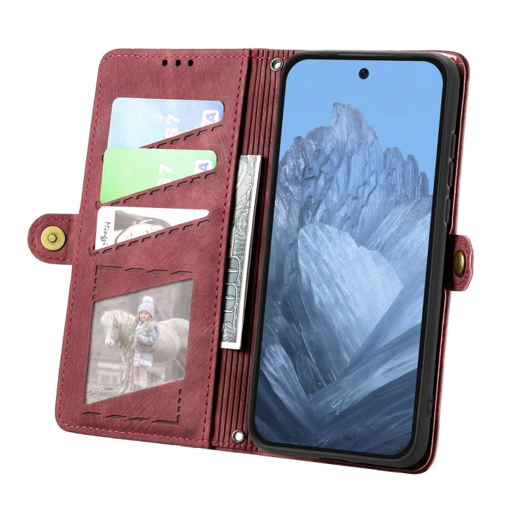 For Google Pixel 9 Geometric Zipper Wallet Side Buckle Leather Phone Case
