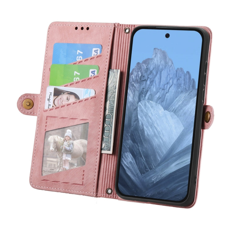 For Google Pixel 9 Geometric Zipper Wallet Side Buckle Leather Phone Case