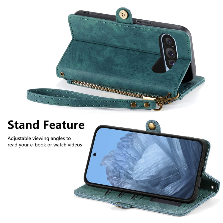 For Google Pixel 9 Geometric Zipper Wallet Side Buckle Leather Phone Case