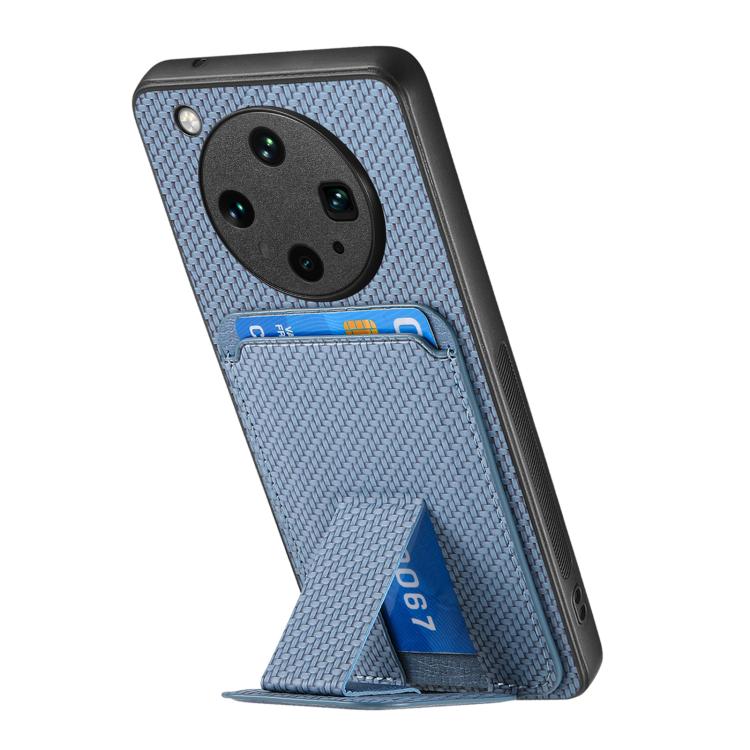 For OPPO Find X8 Ultra Carbon Fiber Card Bag Fold Stand Phone Case