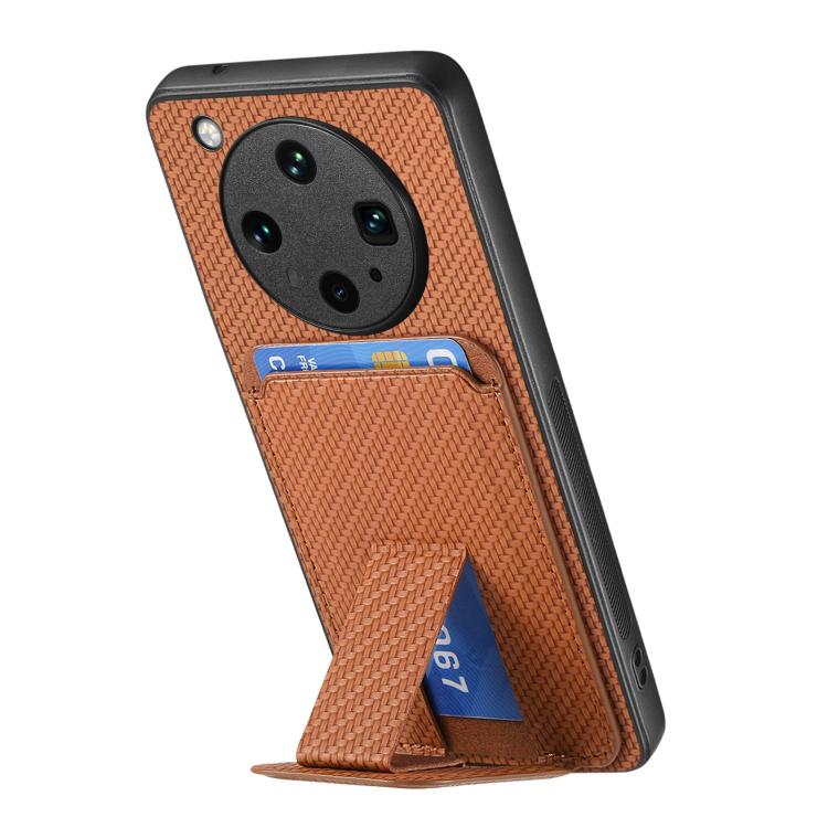 For OPPO Find X8 Ultra Carbon Fiber Card Bag Fold Stand Phone Case