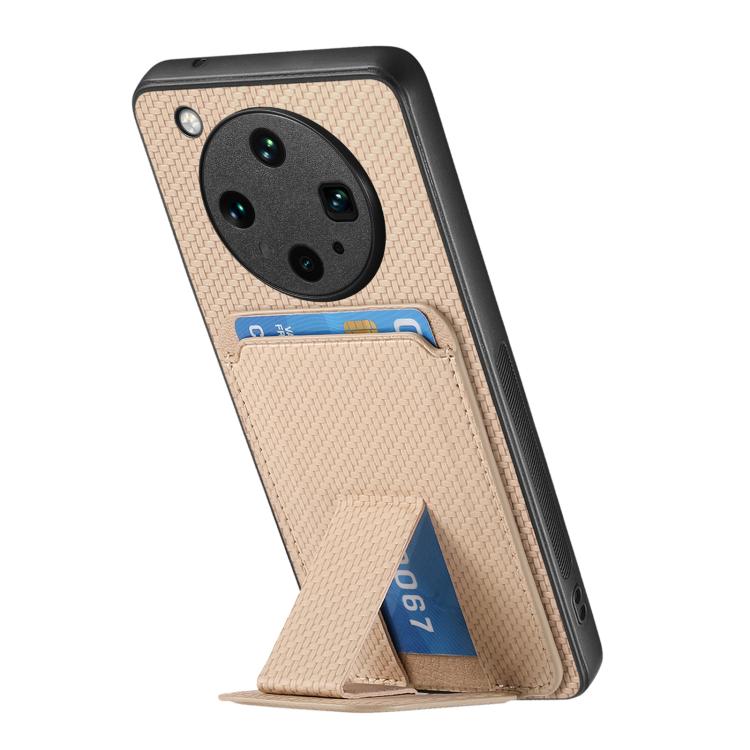 For OPPO Find X8 Ultra Carbon Fiber Card Bag Fold Stand Phone Case
