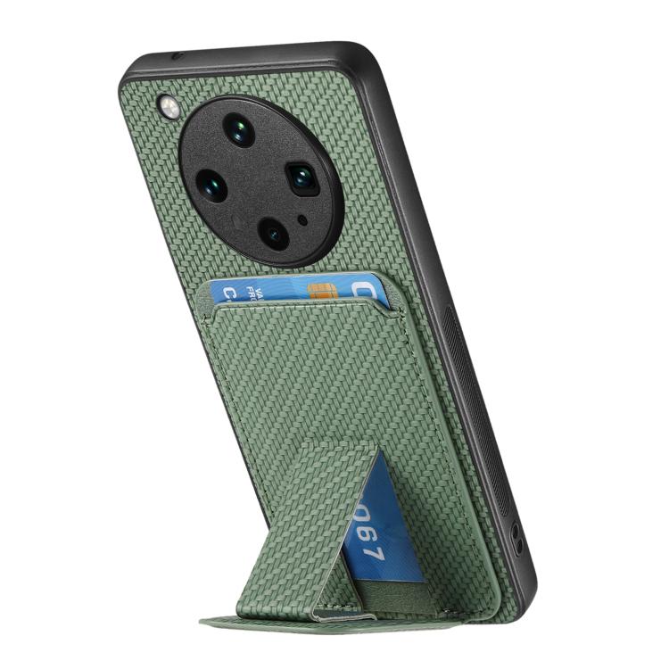 For OPPO Find X8 Ultra Carbon Fiber Card Bag Fold Stand Phone Case