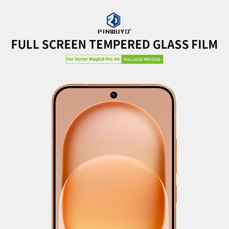 For Honor Magic8 Pro Air Unlock PINWUYO 9H 2.5D Full Screen Tempered Glass Film - Black