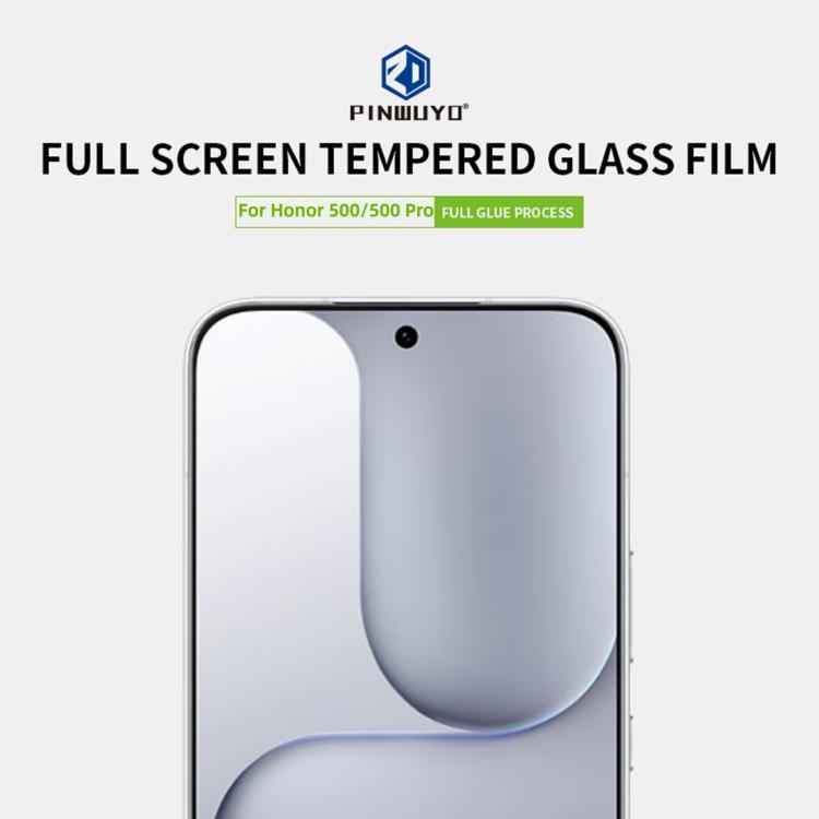 For Honor 500 / 500 Pro Global 155.8mm PINWUYO 9H 2.5D Full Screen Tempered Glass Film - Black