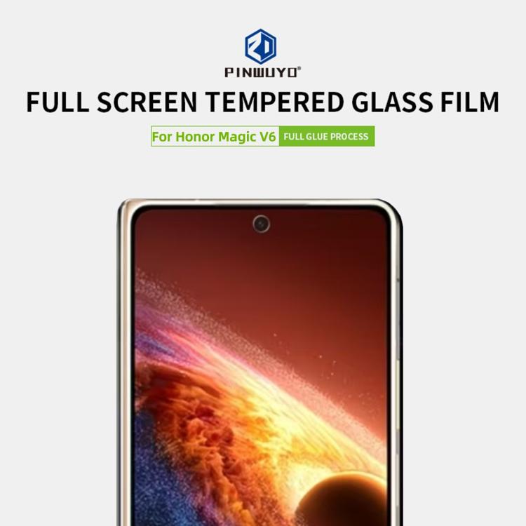 For Honor Magic V6 Unlock PINWUYO 9H 2.5D Full Screen Tempered Glass Film - Black