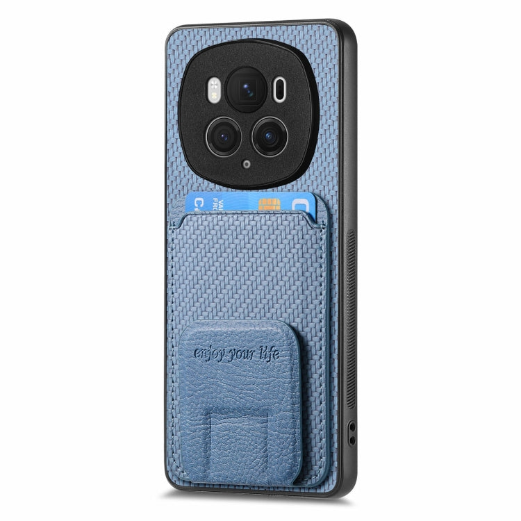 For Honor Magic6 Pro Carbon Fiber Card Bag Fold Stand Phone Case