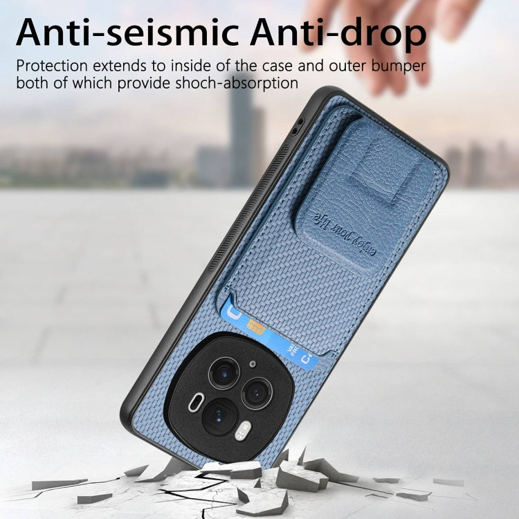 For Honor Magic6 Pro Carbon Fiber Card Bag Fold Stand Phone Case