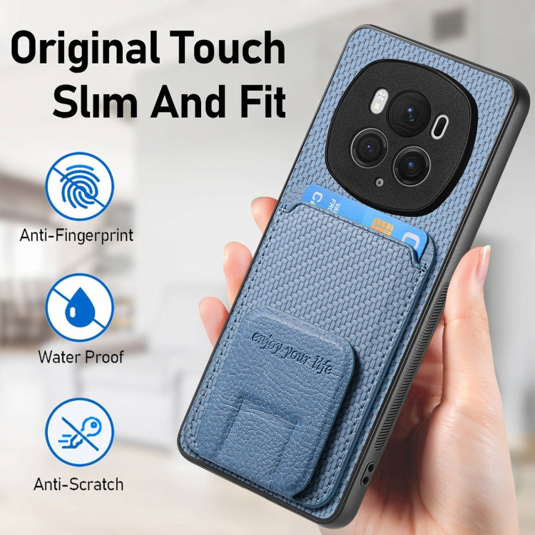 For Honor Magic6 Pro Carbon Fiber Card Bag Fold Stand Phone Case