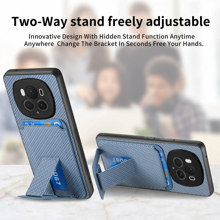 For Honor Magic6 Pro Carbon Fiber Card Bag Fold Stand Phone Case