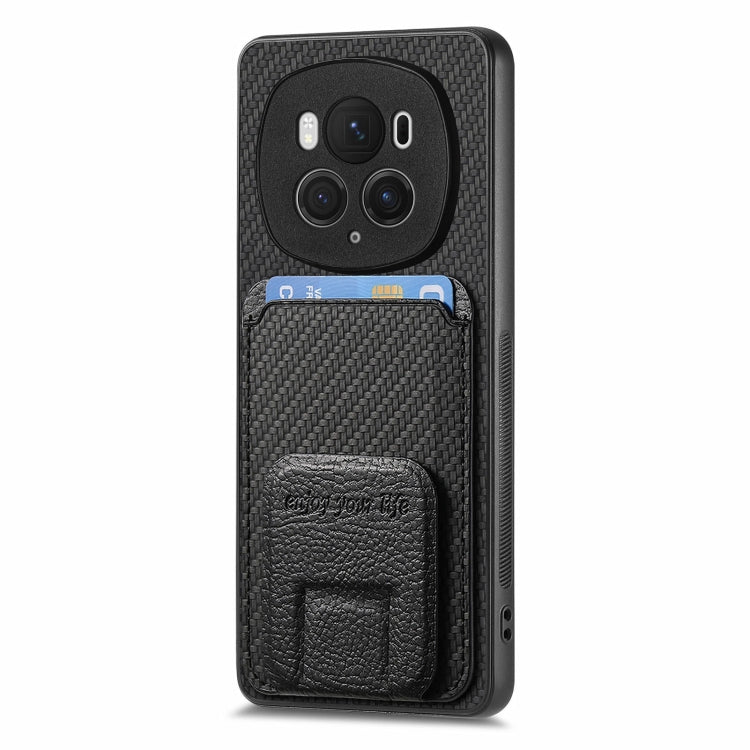 For Honor Magic6 Pro Carbon Fiber Card Bag Fold Stand Phone Case