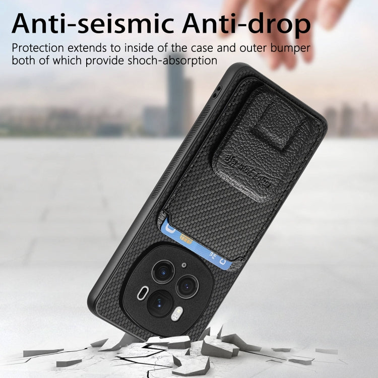 For Honor Magic6 Pro Carbon Fiber Card Bag Fold Stand Phone Case