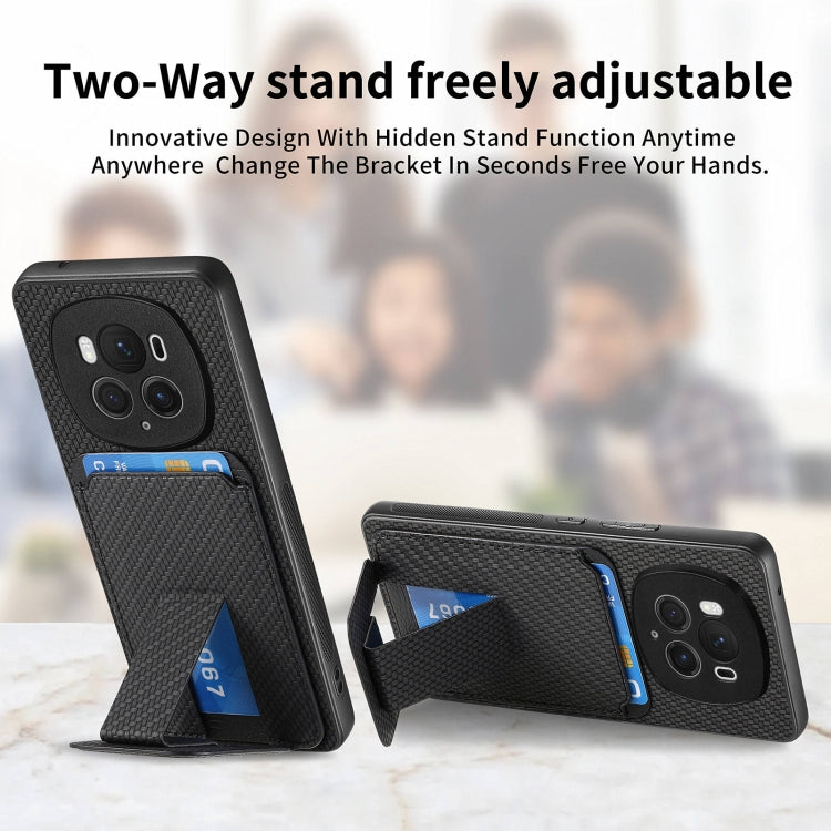 For Honor Magic6 Pro Carbon Fiber Card Bag Fold Stand Phone Case