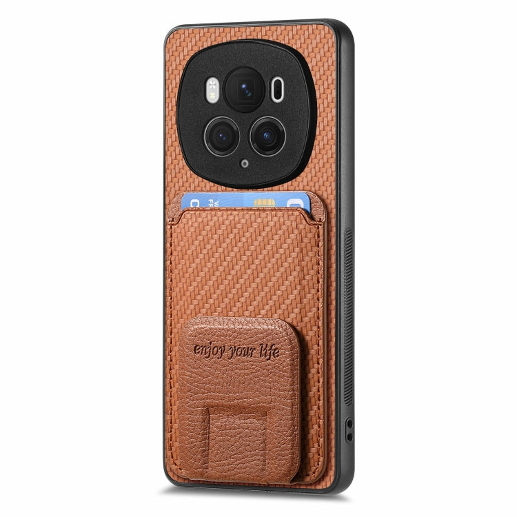 For Honor Magic6 Pro Carbon Fiber Card Bag Fold Stand Phone Case