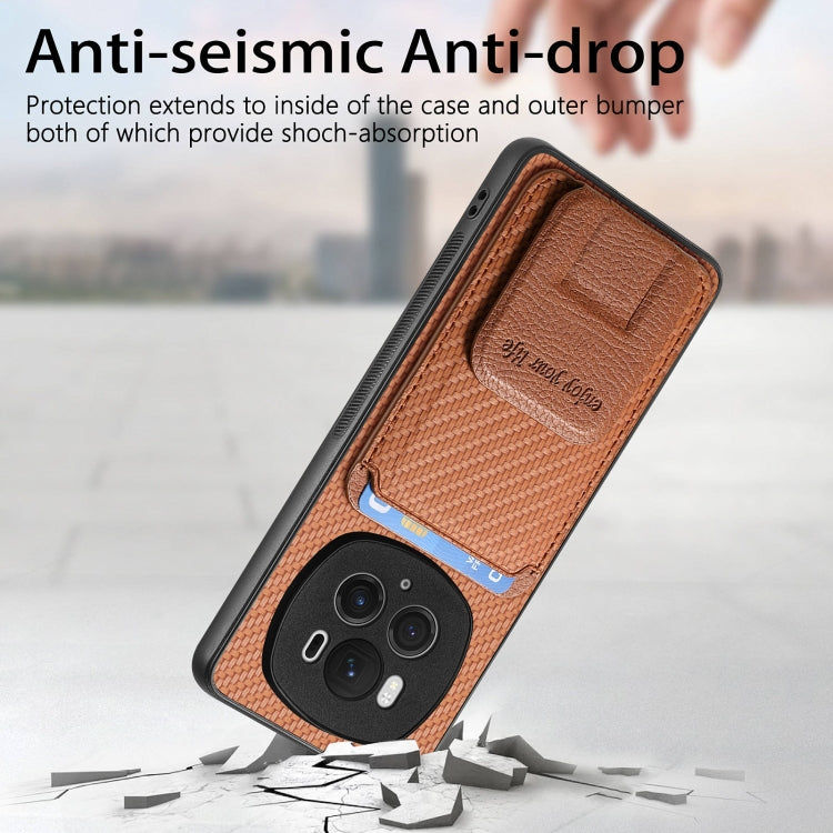 For Honor Magic6 Pro Carbon Fiber Card Bag Fold Stand Phone Case