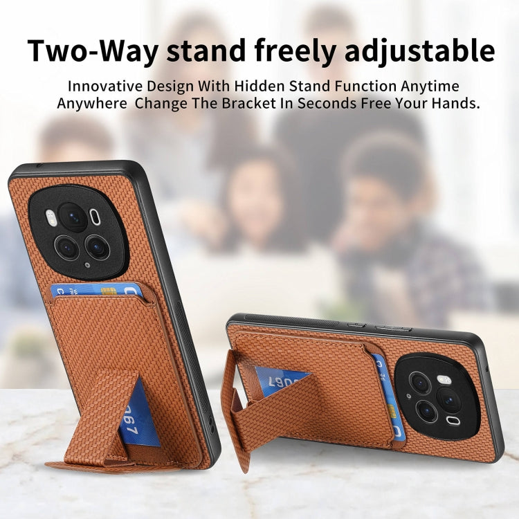 For Honor Magic6 Pro Carbon Fiber Card Bag Fold Stand Phone Case