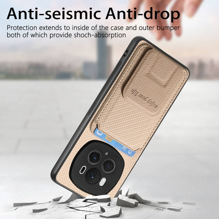 For Honor Magic6 Pro Carbon Fiber Card Bag Fold Stand Phone Case