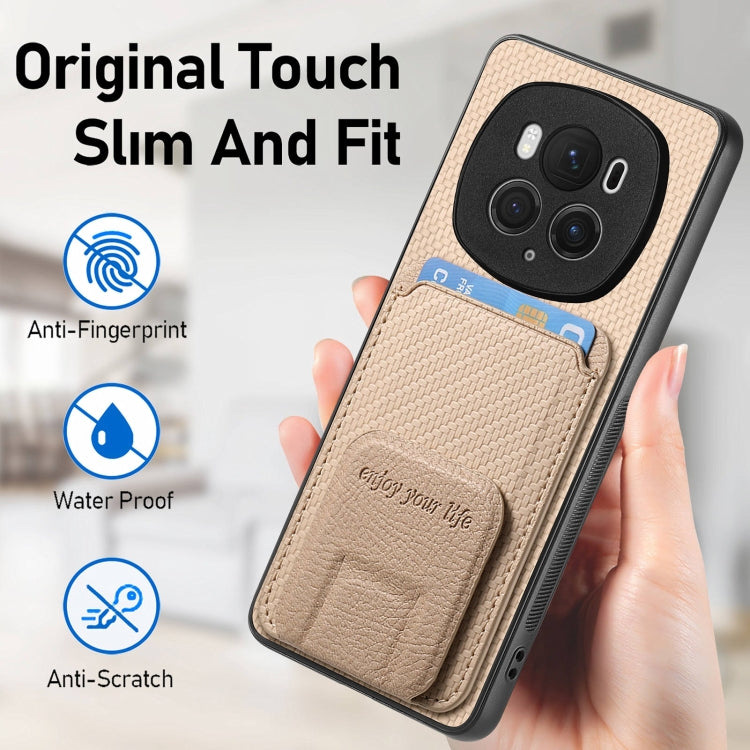 For Honor Magic6 Pro Carbon Fiber Card Bag Fold Stand Phone Case