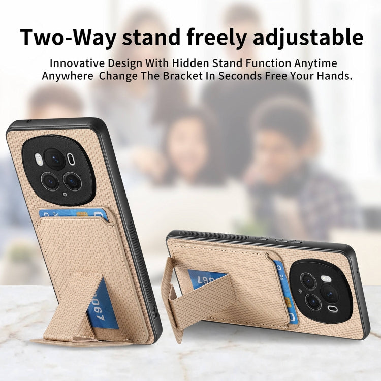 For Honor Magic6 Pro Carbon Fiber Card Bag Fold Stand Phone Case