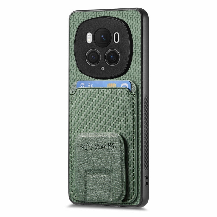 For Honor Magic6 Pro Carbon Fiber Card Bag Fold Stand Phone Case