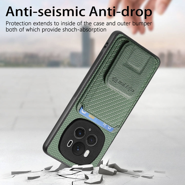 For Honor Magic6 Pro Carbon Fiber Card Bag Fold Stand Phone Case