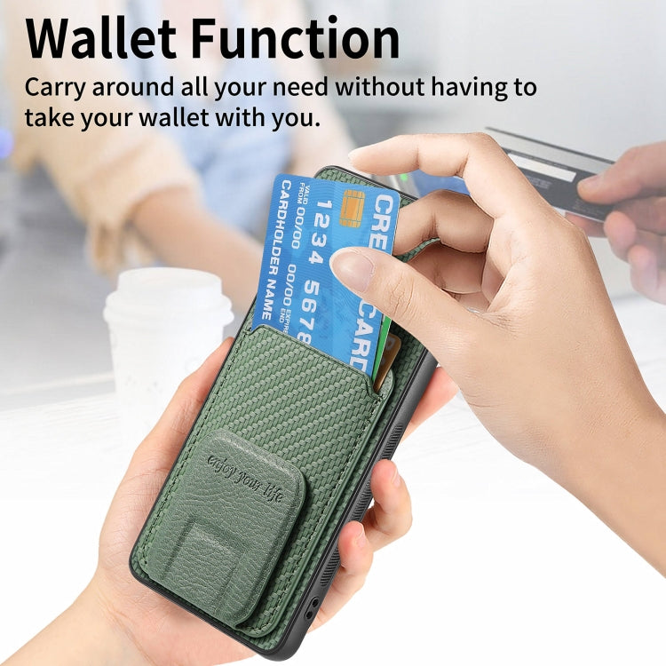 For Honor Magic6 Pro Carbon Fiber Card Bag Fold Stand Phone Case