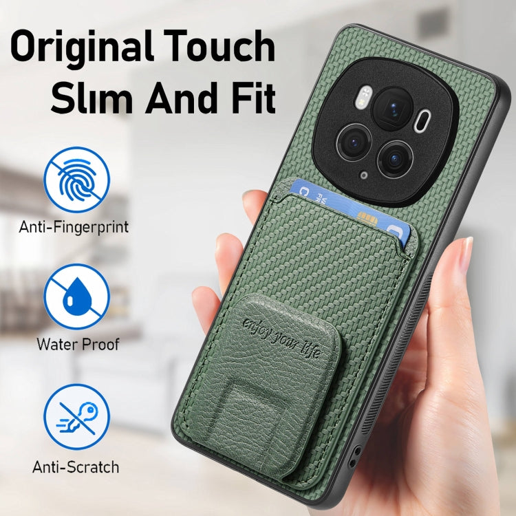 For Honor Magic6 Pro Carbon Fiber Card Bag Fold Stand Phone Case