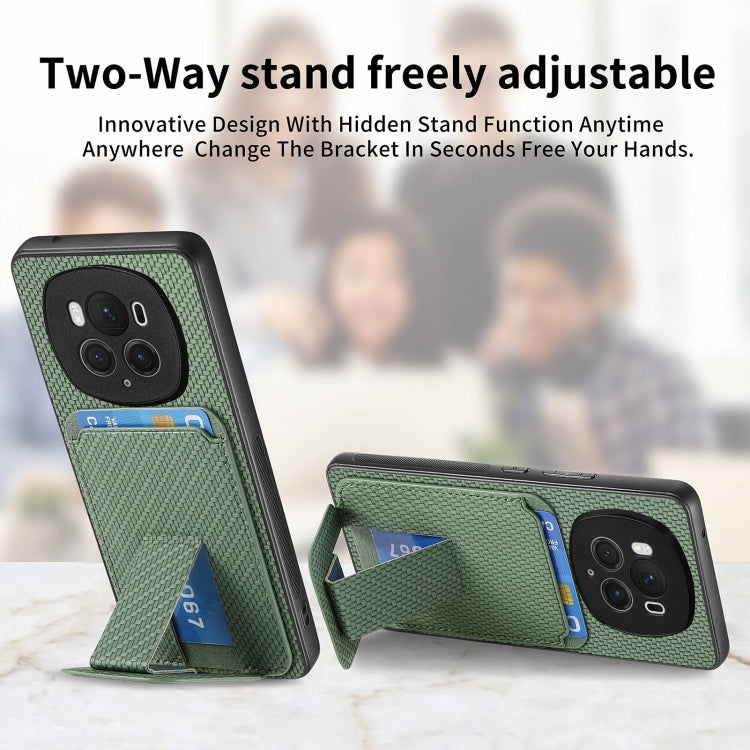 For Honor Magic6 Pro Carbon Fiber Card Bag Fold Stand Phone Case