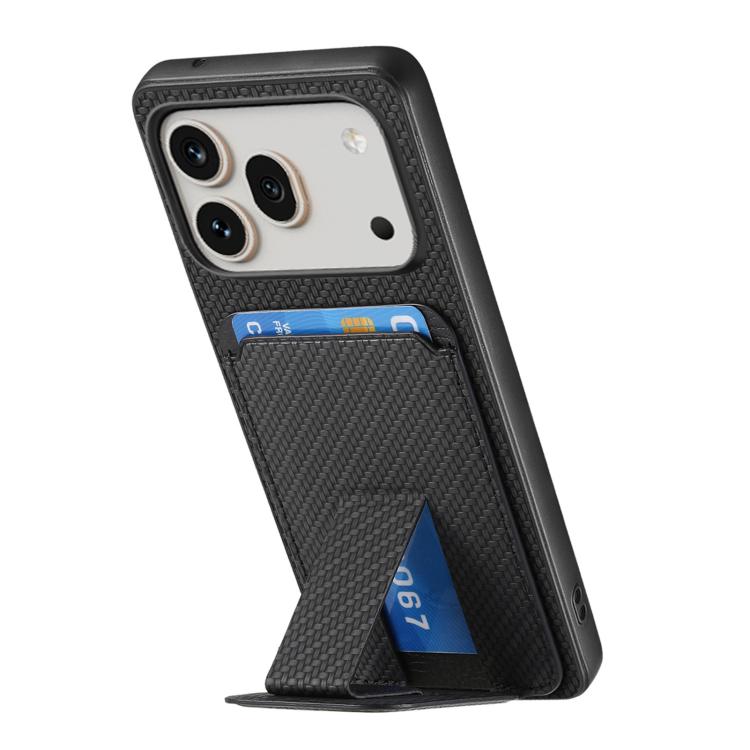 For Honor 600 Global Carbon Fiber Card Bag Fold Stand Phone Case