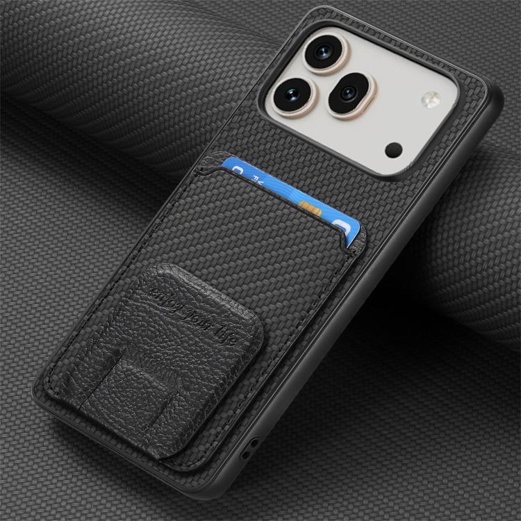 For Honor 600 Global Carbon Fiber Card Bag Fold Stand Phone Case
