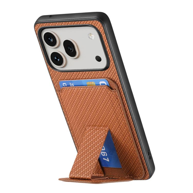 For Honor 600 Global Carbon Fiber Card Bag Fold Stand Phone Case