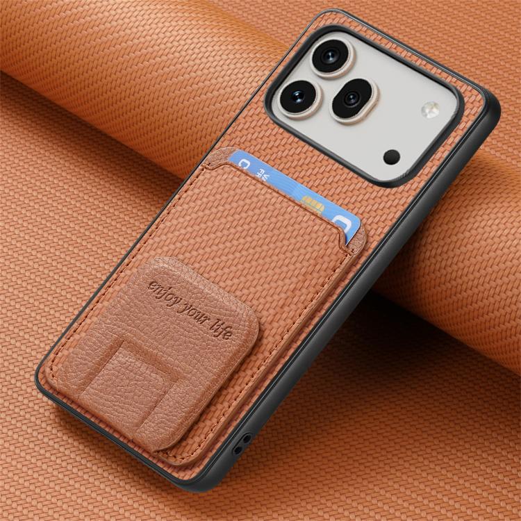 For Honor 600 Global Carbon Fiber Card Bag Fold Stand Phone Case