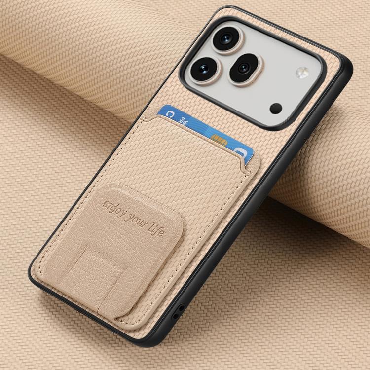 For Honor 600 Global Carbon Fiber Card Bag Fold Stand Phone Case