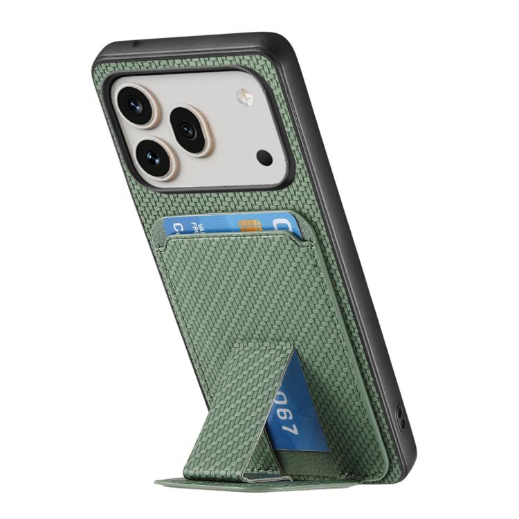 For Honor 600 Global Carbon Fiber Card Bag Fold Stand Phone Case