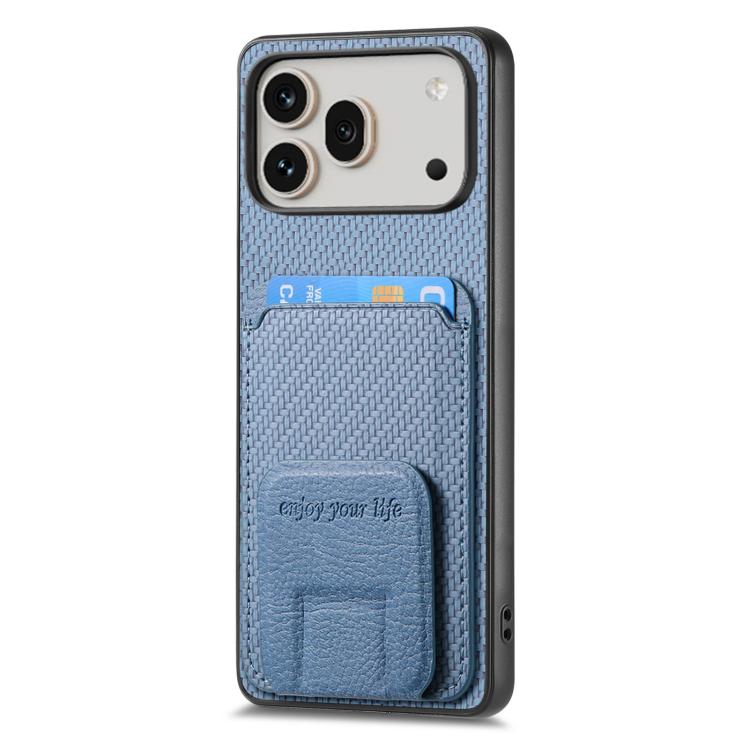 For Honor 600 Pro Global Carbon Fiber Card Bag Fold Stand Phone Case