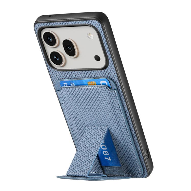 For Honor 600 Pro Global Carbon Fiber Card Bag Fold Stand Phone Case