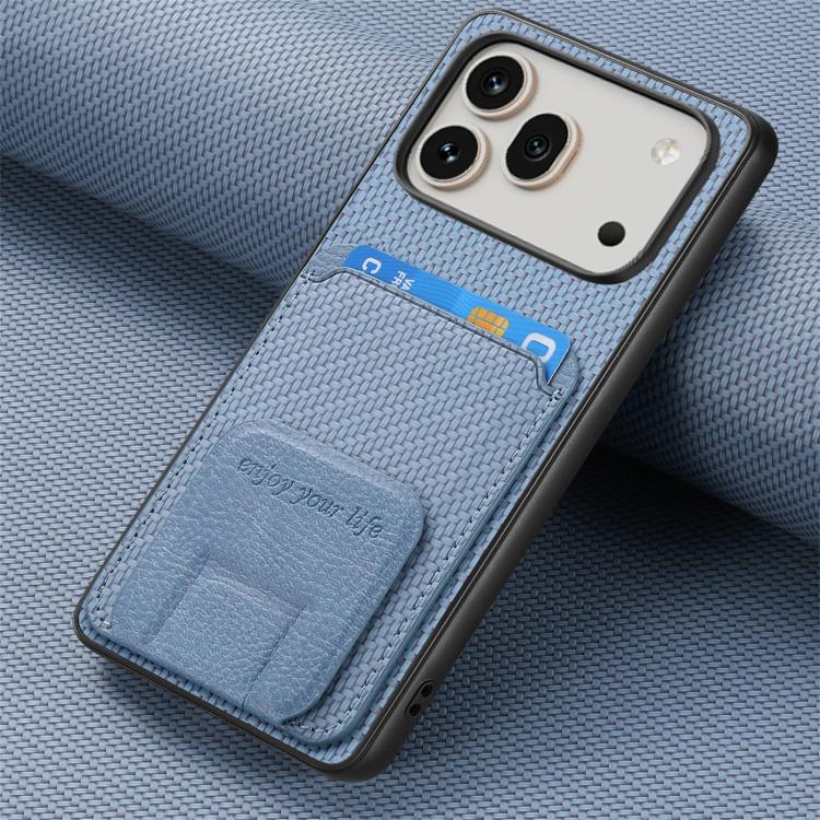 For Honor 600 Pro Global Carbon Fiber Card Bag Fold Stand Phone Case